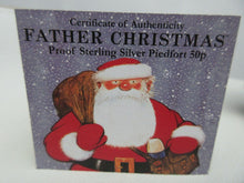 Load image into Gallery viewer, 2019 FATHER CHRISTMAS SILVER PROOF PIEDFORT 50P COLOURED BOXED &amp; COA
