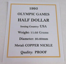 Load image into Gallery viewer, USA 1995 OLYMPIC GAMES LIBERTY HALF DOLLAR PROOF WITH COA CAPSULE AND BOX
