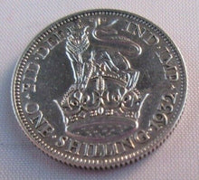 Load image into Gallery viewer, 1932 KING GEORGE V BARE HEAD .500 SILVER EF ONE SHILLING COIN IN CLEAR FLIP
