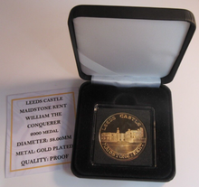 Load image into Gallery viewer, 2000 LEEDS CASTLE WILLIAM THE CONQUERE GOLD PLATED PROOF MEDAL CAPSULE BOX &amp; COA
