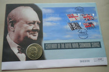 Load image into Gallery viewer, 1965 CENTENARY OF THE R/NAVY SUBMARINE SERVICE CHURCHILL CROWN COIN COVER PNC
