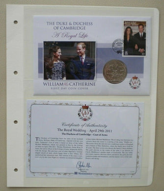 2011 THE DUKE & DUCHESS OF CAMBRIDGE A ROYAL LIFE COAT OF ARMS £2 COIN COVER PNC