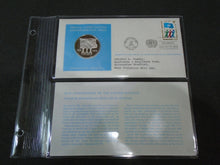 Load image into Gallery viewer, 1975 - 77 UNITED NATIONS OFFICIAL SILVER PROOF MEDAL COVER WITH STAMPS IN SLEAVE
