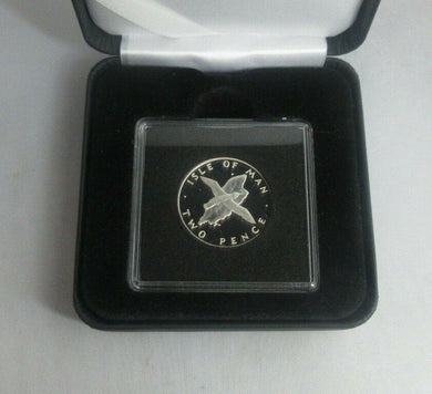 Isle of Man 1977 925 Sterling Silver Proof 2p Two Pence In Quad Box