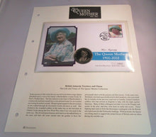 Load image into Gallery viewer, 1900-2002 HM QUEEN ELIZABETH QUEEN MOTHER PROOF GHANA 100 SIKA COIN COVER PNC
