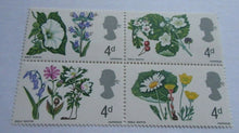 Load image into Gallery viewer, 1966 FLOWERS 4d BLOCK OF 4 STAMPS MNH WITH CLEAR FRONTED STAMP HOLDER
