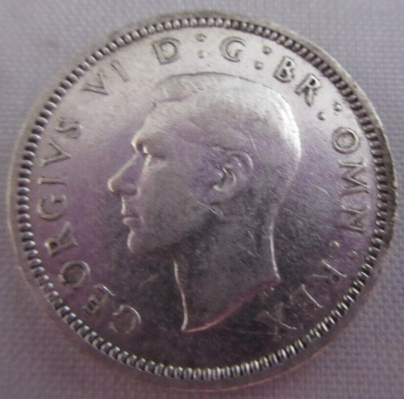 1941 KING GEORGE VI BARE HEAD .500 SILVER VF 6d SIXPENCE COIN IN CLEAR FLIP