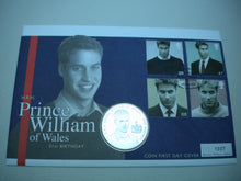 Load image into Gallery viewer, 2003 HRH PRINCE WILLIAM OF WALES 21ST BIRTHDAY SILVER PROOF £5 COIN COVER PNC
