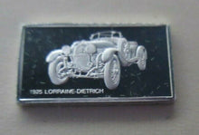 Load image into Gallery viewer, 1925 LORRAINE-DIETRICH 15mm X 10mm 1.60gram SILVER INGOT WITH INFORMATION SLIP
