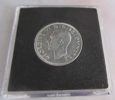 1939 KING GEORGE VI BARE HEAD .500 SILVER ENG ONE SHILLING COIN IN QUAD CAPSULE