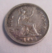Load image into Gallery viewer, 1842 VICTORIA YOUNG HEAD .925 SILVER GROAT FOUR PENCE COIN AEF IN CLEAR FLIP
