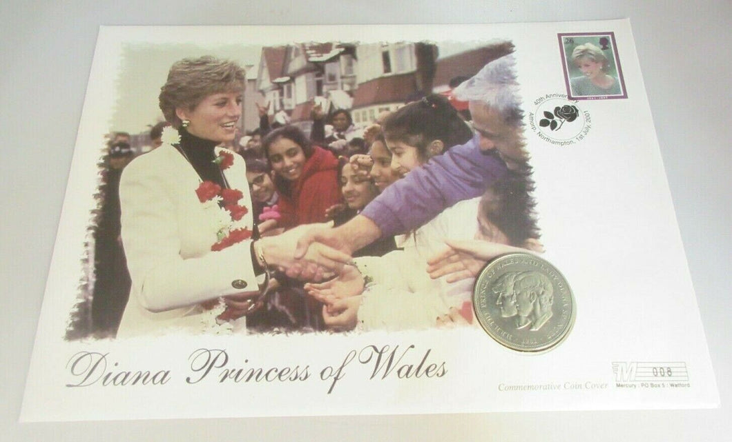 1981 DIANA PRINCESS OF WALES 1961-1997 UNC CROWN COIN PNC STAMP & POSTMARK