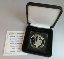 Load image into Gallery viewer, 2002 QEII GOLDEN JUBILEE QUEEN ON THRONE 50P CROWN PROOF BOXED WITH COA
