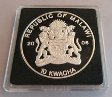 Load image into Gallery viewer, QEII 80th BIRTHDAY - 2008 .999 SILVER PROOF MALAWI 10 KWACHA COIN BOX &amp; COA
