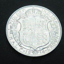 Load image into Gallery viewer, 1914 GEORGE V BARE HEAD FIRST COINAGE 1/2 CROWN SPINK 4011 CROWNED SHIELD Cc1
