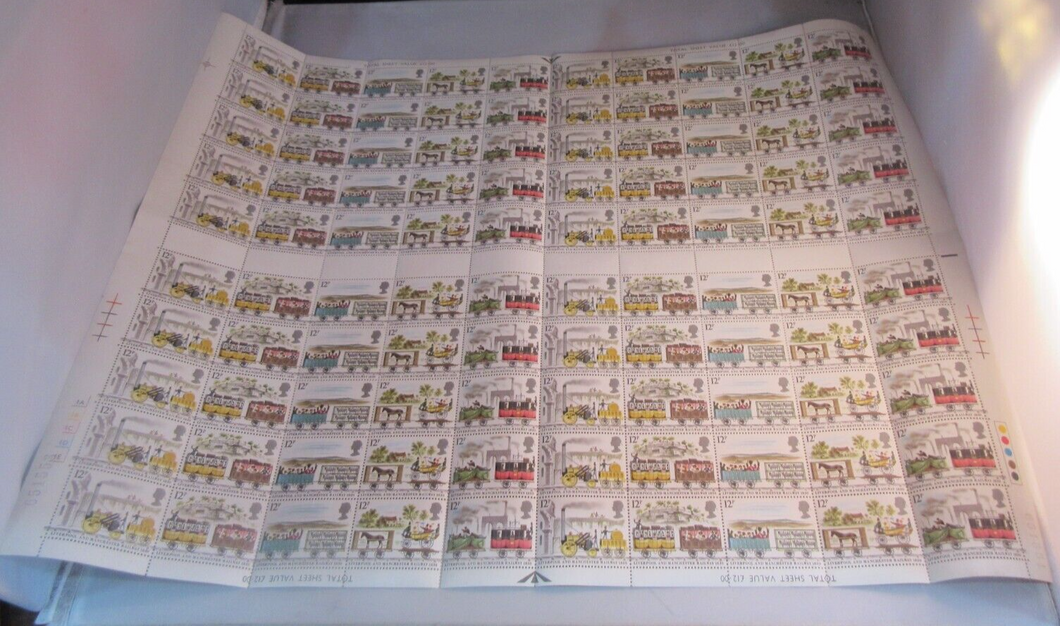 1980 150TH ANNIV OF LIVERPOOL & MANCHESTER RAILWAY FULL SHEET 100 X STAMPS MNH