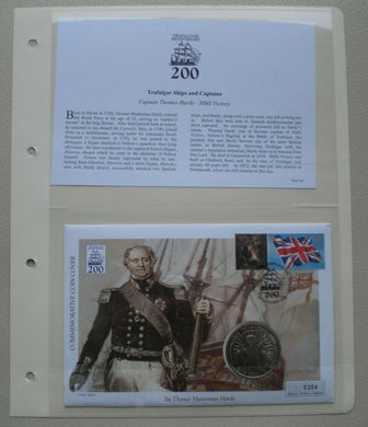1805-2005 SIR THOMAS M HARDY - PROOF GIBRALTAR 2005 1 CROWN COIN COVER PNC
