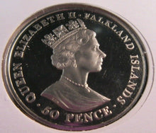 Load image into Gallery viewer, 1900-2002 HER MAJESTY THE QUEEN MOTHER BUNC FALKLAND ISLANDS 50P CROWN COIN/PNC
