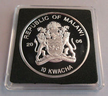 Load image into Gallery viewer, QEII 80th BIRTHDAY - 2006 .999 SILVER PROOF MALAWI 10 KWACHA COIN BOX &amp; COA
