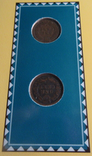 Load image into Gallery viewer, INDIAN HEAD PENNIES ISSUED 1898 &amp; 1899 WITH POSTAGE STAMPS ON ALBUM INFO SHEET
