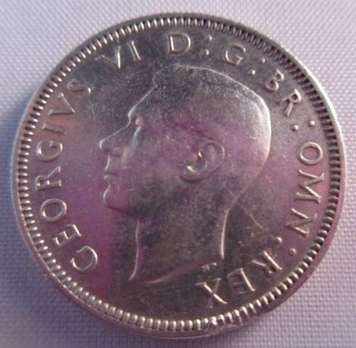 1939 KING GEORGE VI BARE HEAD .500 SILVER UNC ONE SHILLING COIN & CLEAR FLIP S1