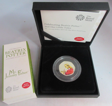 Load image into Gallery viewer, BEATRIX POTTER MR JEREMY FISHER 2017 S/PROOF FIFTY PENCE WITH COA ROYAL MINT BOX
