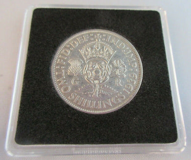 1939 KING GEORGE VI BARE HEAD .500 SILVER FLORIN TWO SHILLING COIN WITH CAPSULE