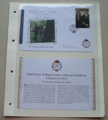 2011 WILLIAM & KATE - A ROYAL LOVE STORY - TREE PLANTING - COMMEMORATIVE COVER