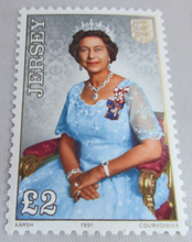 Load image into Gallery viewer, JERSEY QUEEN ELIZABETH II  £2 &amp; £1 STAMPS MNH IN A CLEAR FRONTED STAMP HOLDER
