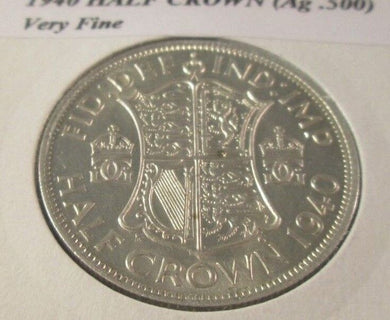 1940 HALF CROWN GEORGE VI .500 SILVER VF+ Cc 1