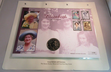 1900-2002  HM QUEEN ELIZABETH THE QUEEN MOTHER MEMORIAL BUNC £5 COINCOVER PNC