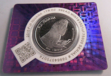 2015 FIJI IGUANA 1 TROY OZ .999 SILVER ONE DOLLAR & CERTIFICATE OF AUTHENTICITY