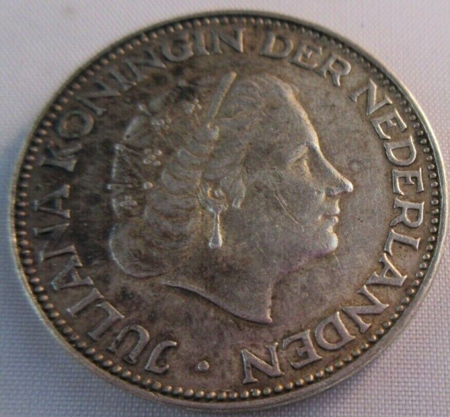 1964 JULIANA KONINGIN DER NEDERLANDEN 2 1/2 GUILDERS SILVER UNC COIN