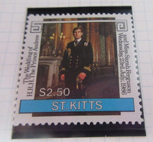 Load image into Gallery viewer, 1986 QEII 60TH BIRTHDAY &amp; ROYAL WEDDING ST KITTS STAMPS &amp; ALBUM SHEET
