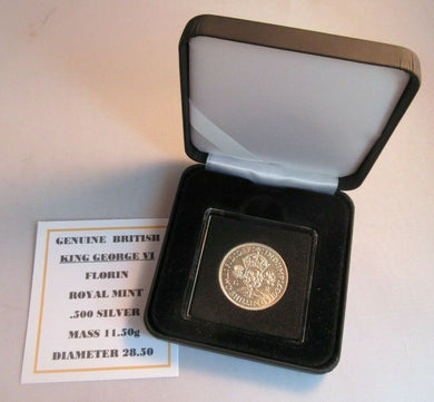 1937 KING GEORGE VI BUNC .500 FLORIN TWO SHILLINGS WITH QUAD CAP, BOX & COA