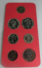 Load image into Gallery viewer, 1988 GIBRALTAR COINAGE SET OF SEVEN COINS &amp; INFO SHEET IN ORIGINAL WHITE WALLET
