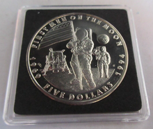 Load image into Gallery viewer, 1994 FIRST MEN ON THE MOON MARSHALL ISLANDS BUNC $5 FIVE DOLLAR COIN BOX &amp; COA
