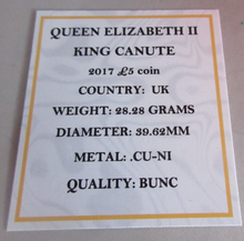 Load image into Gallery viewer, 2017 QUEEN ELIZABETH II KING CANUTE BUNC £5 FIVE POUND COIN QUAD CAPSULE &amp; COA
