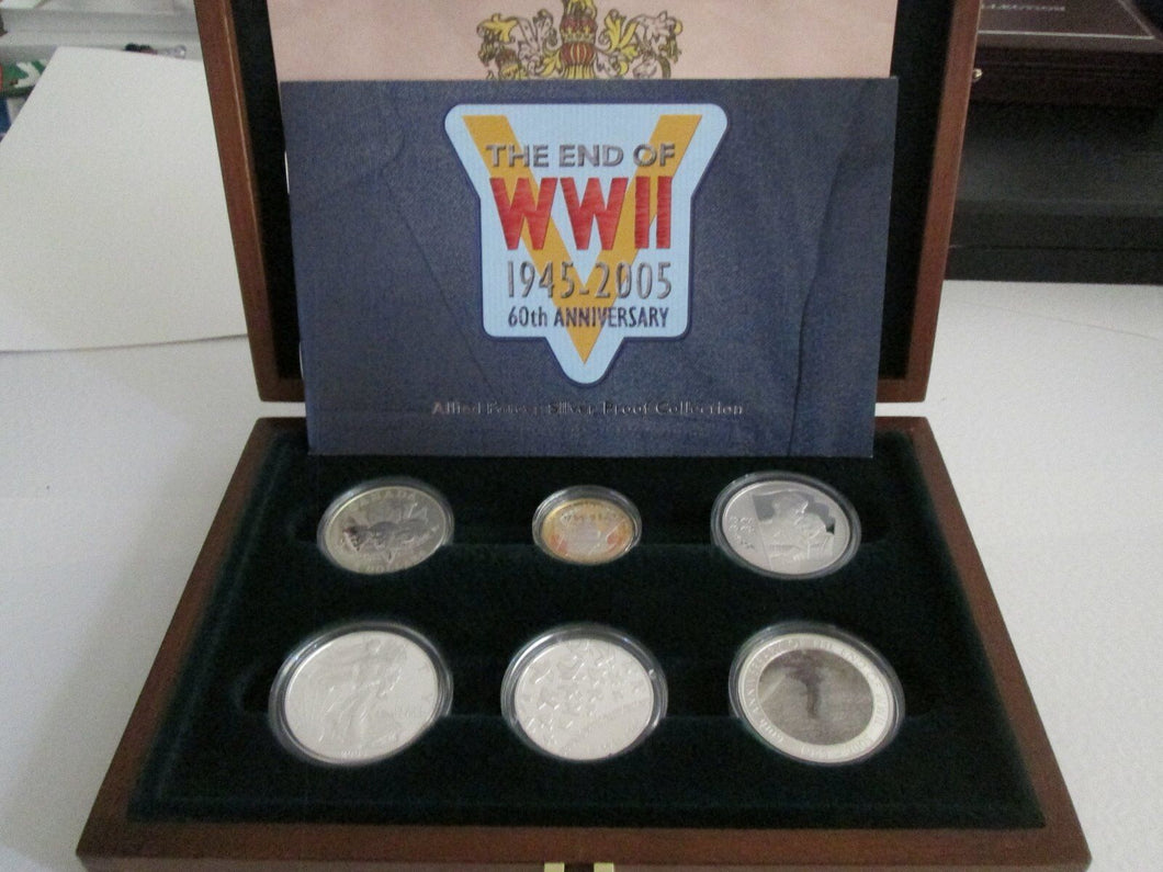 2005 ROYAL MINT WWII ALLIED FORCES SILVER PROOF COIN COLLECTION