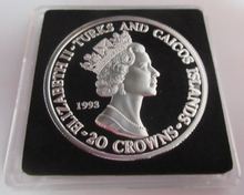 Load image into Gallery viewer, 1993 QEII CORONATION ANNIVERSARY SILVER PROOF 20 CROWNS COIN BOX &amp; COA
