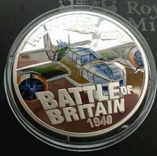 Load image into Gallery viewer, 2010 BATTLE OF BRITAIN .925 SILVER PROOF £5 COIN GUERNSEY JERSEY &amp; COOK ISLANDS
