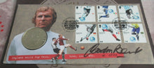 Load image into Gallery viewer, 1966-2006 BOBBY MOORE ENGLAND WORLD CUP HERO MEDAL COVER SIGNED BY GORDON BANKS
