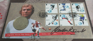 1966-2006 BOBBY MOORE ENGLAND WORLD CUP HERO MEDAL COVER SIGNED BY GORDON BANKS