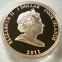 Load image into Gallery viewer, 2011 PRINCE WILLIAM &amp; CATHERINE MIDDLETON COOK ISLANDS  $1 COIN WITHIN CAPSULE
