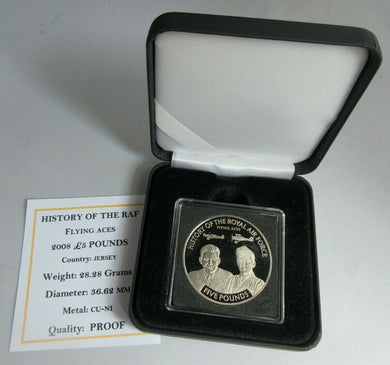 2008 HISTORY OF THE RAF FLYING ACES PROOF £5 FIVE POUND CROWN BOX COA