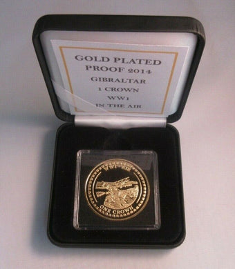 WW1 - In the Air 2014 Gold Plated Proof 1oz Gibraltar 1 Crown Coin BoxCOA
