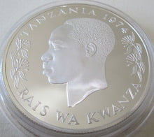 Load image into Gallery viewer, 1974 ROYAL MINT TANZANIA 50 SHILINGI SILVER PROOF BLACK RHINO COIN CONSERVATION.
