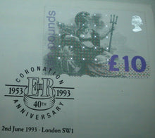 Load image into Gallery viewer, 1953-1993 CORONATION ANNIVERSARY CROWN £5 COIN COVER, PNC WITH INFORMATION CARD
