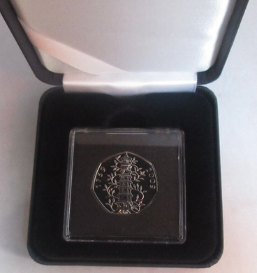 2009 BUnc Genuine Kew Gardens UK Royal Mint 50p Very Rare In Quad Cap + Box