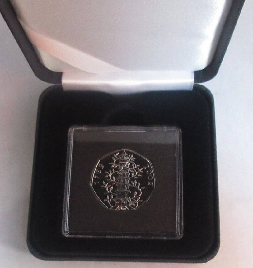 2009 BUnc Genuine Kew Gardens UK Royal Mint 50p Very Rare In Quad Cap + Box